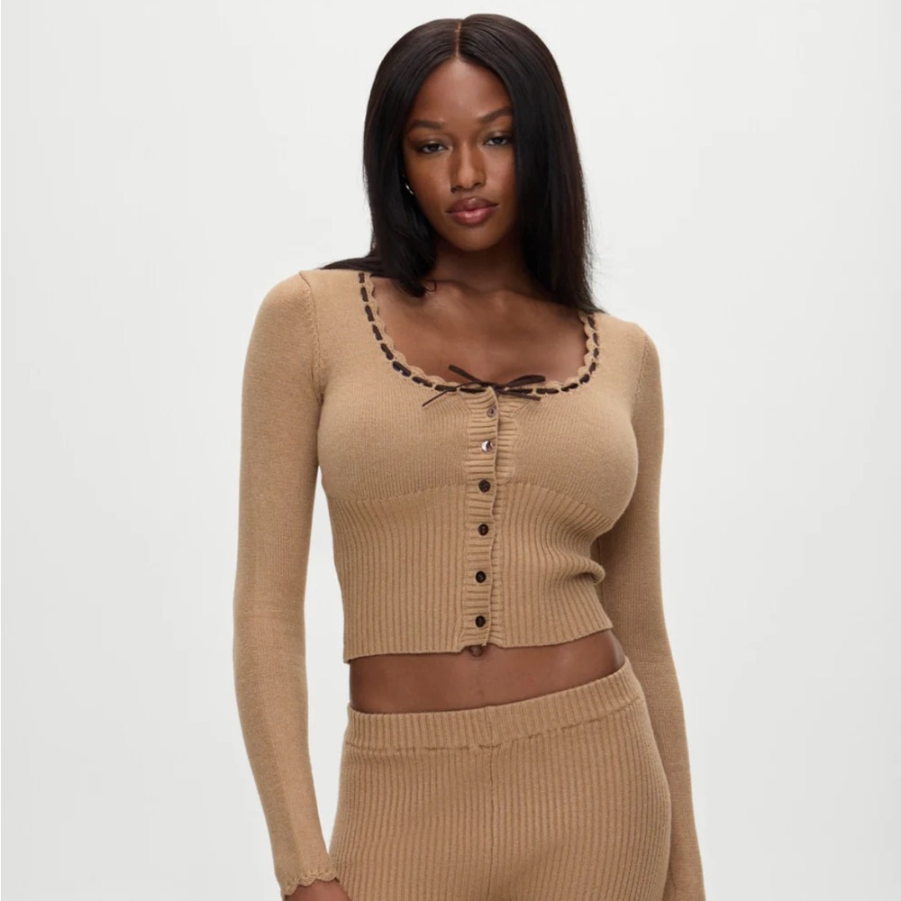 Frankie's Bikinis Tan Knit Cardigan Set - Picture 2 of 3